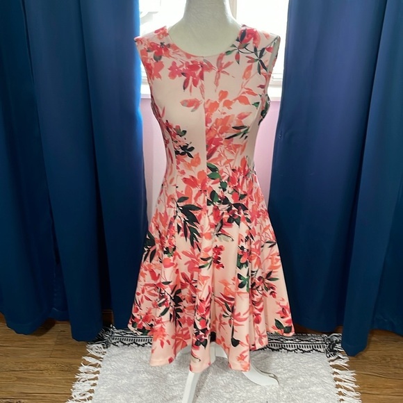 Calvin Klein Floral Pink Midi Dress - Picture 2 of 11